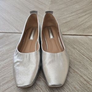 Franco Sarto Metallic Silver Loafers